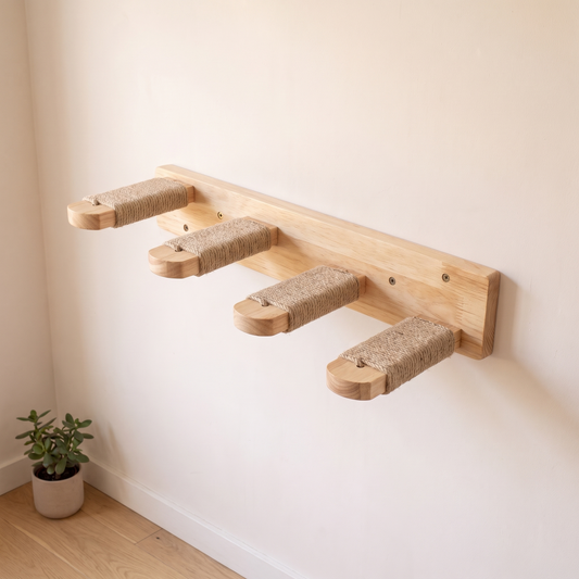 N1 40cm sisal cat wall bridge steps mounted in a bright cream room