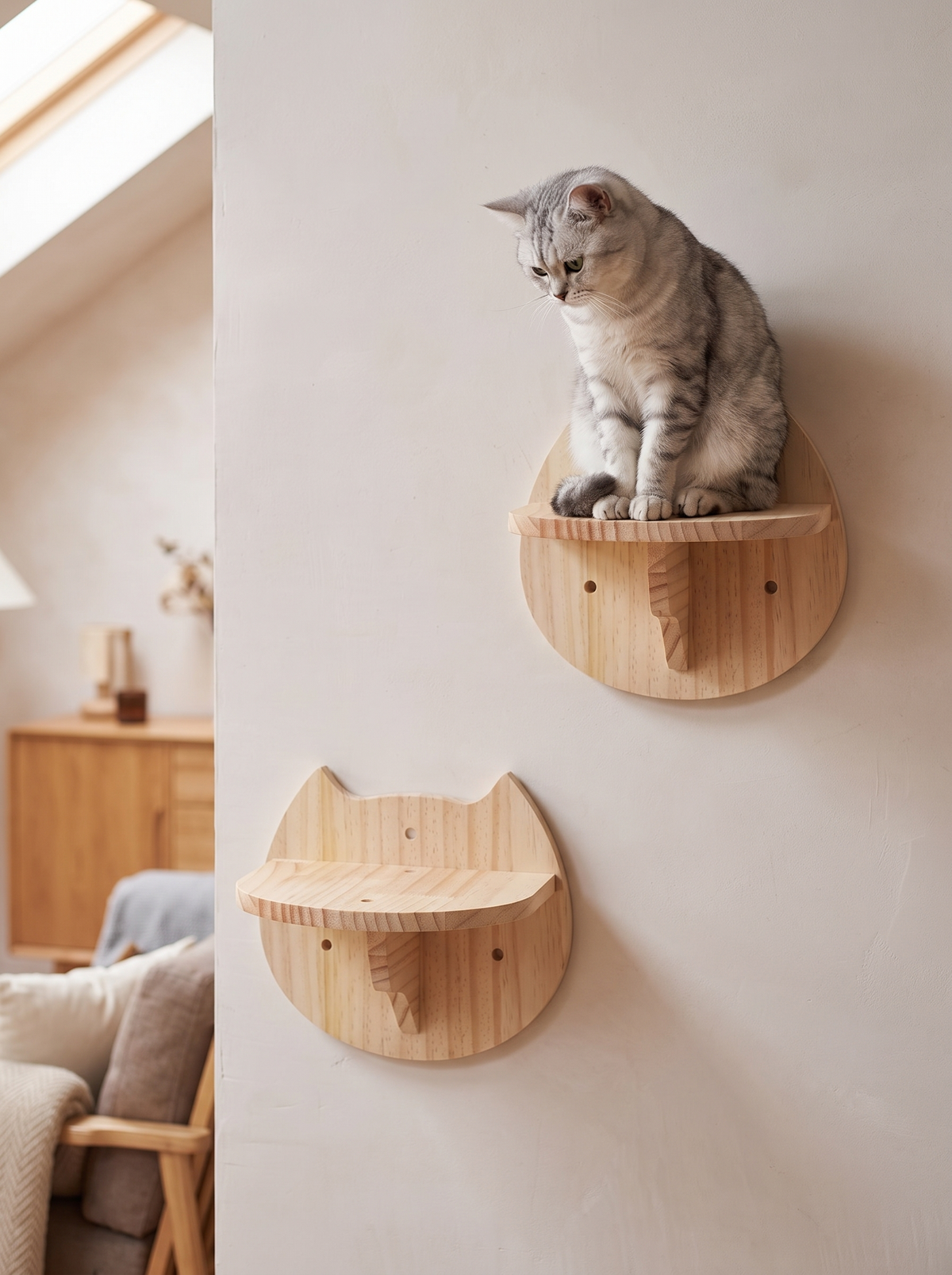 Cat Face Wall Steps, Set of 2 - in use
