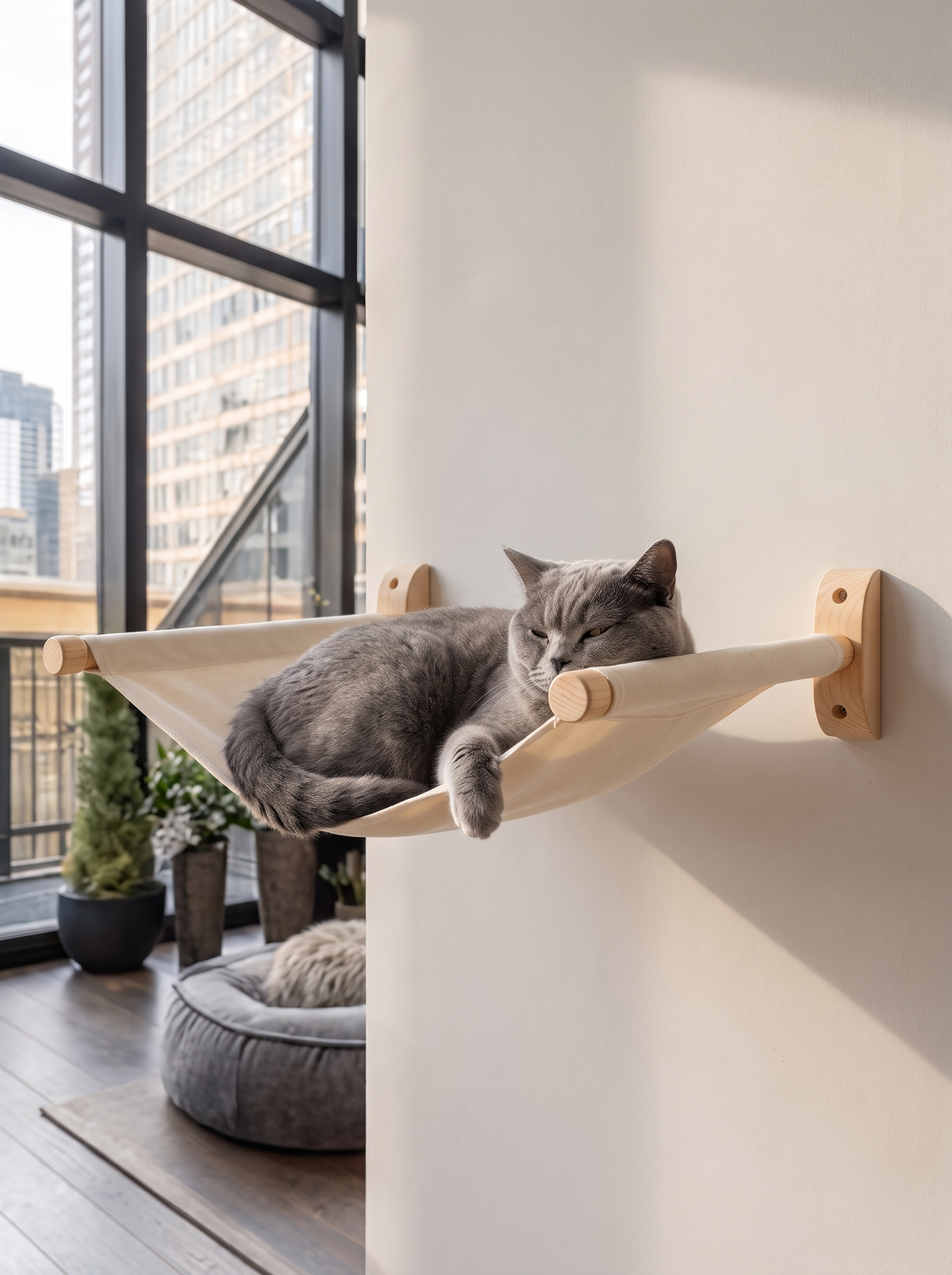 Canvas Cat Wall Hammock 53cm - in use