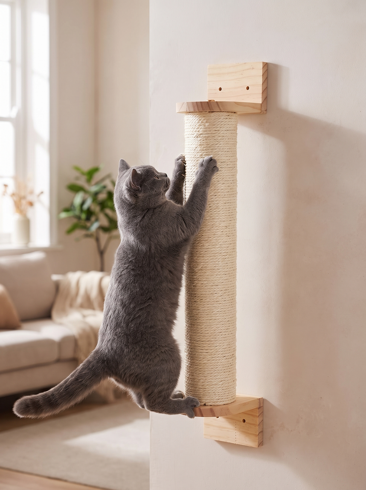 Cat Wall Scratching Post 37cm - in use