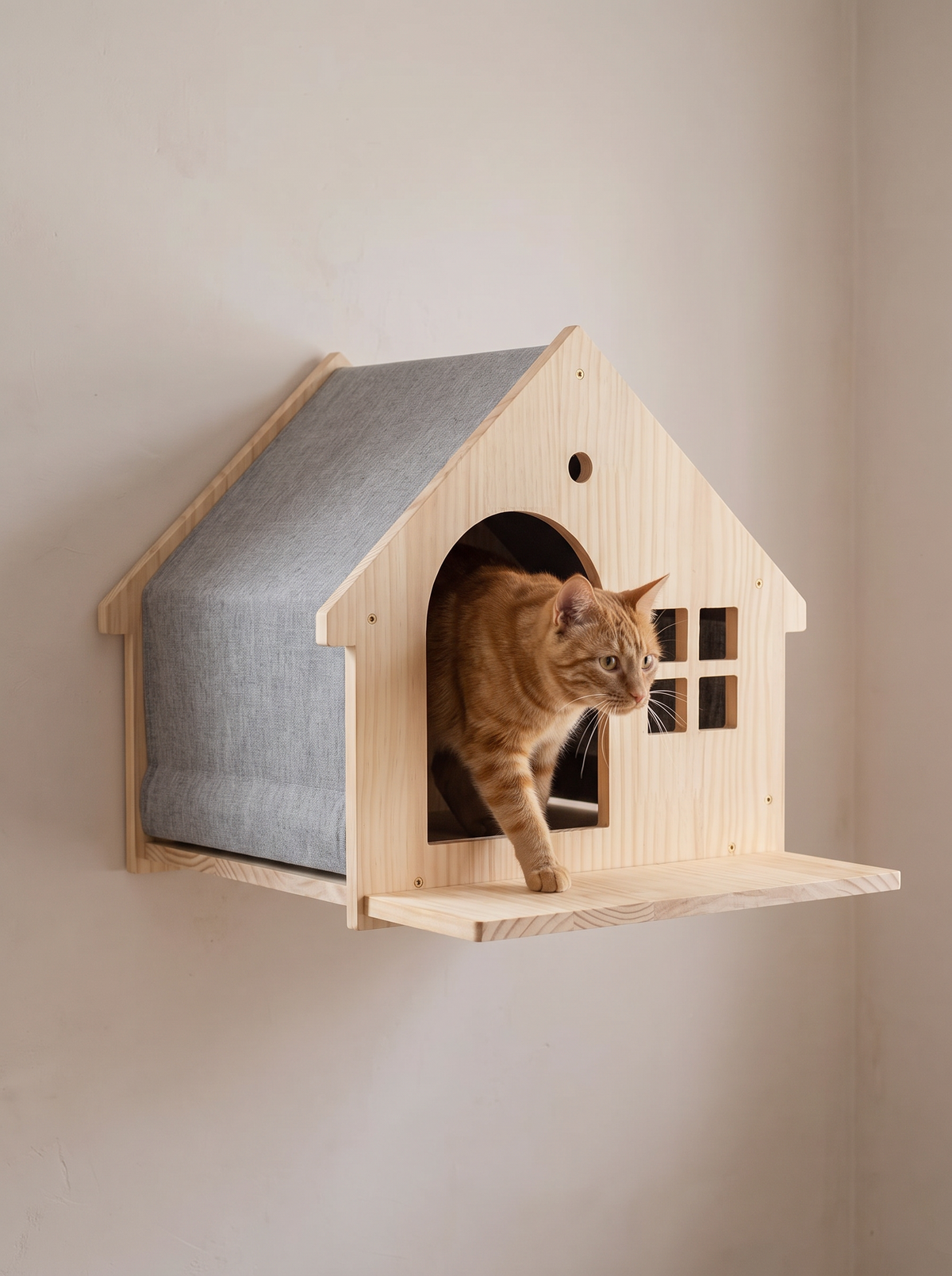 Gabled Cat Wall House - in use