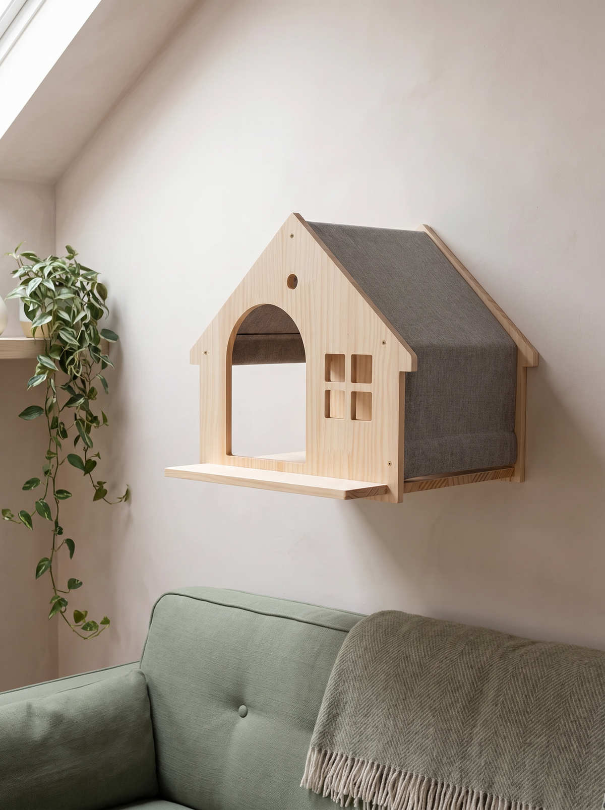 Gabled Cat Wall House - in the home