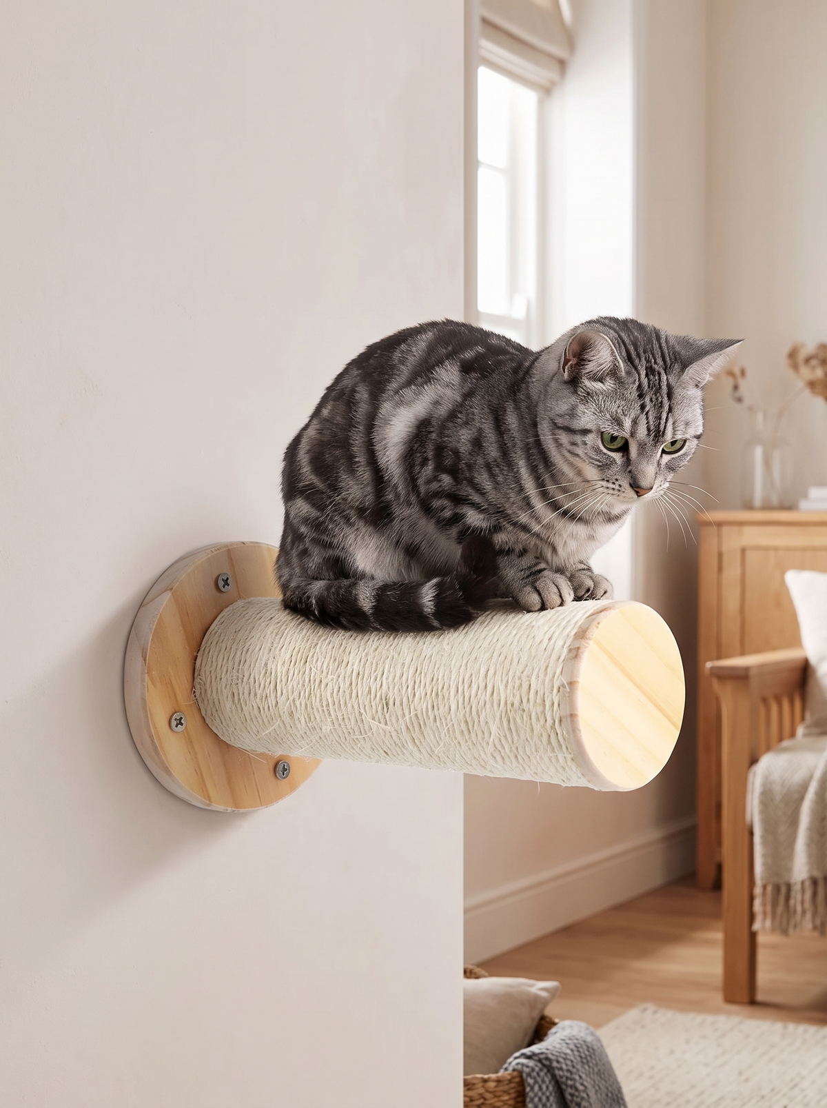 Sisal Cat Wall Step - in use