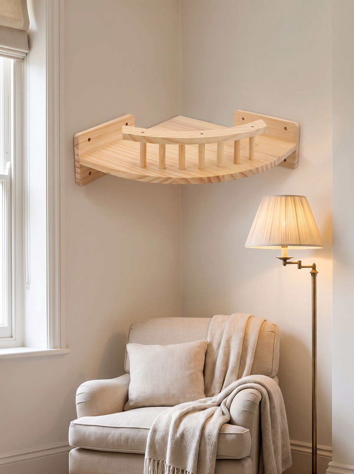 Corner Cat Wall Shelf - in the home