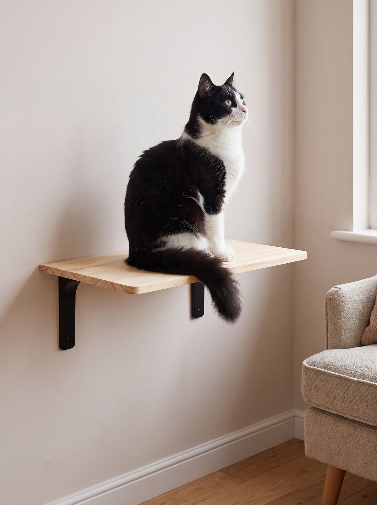 Cat Wall Shelf 40cm - in use