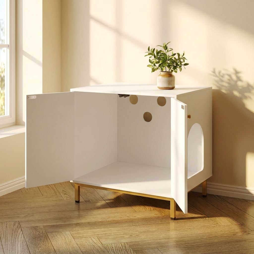 Scandi litter side table on tall legs at golden hour