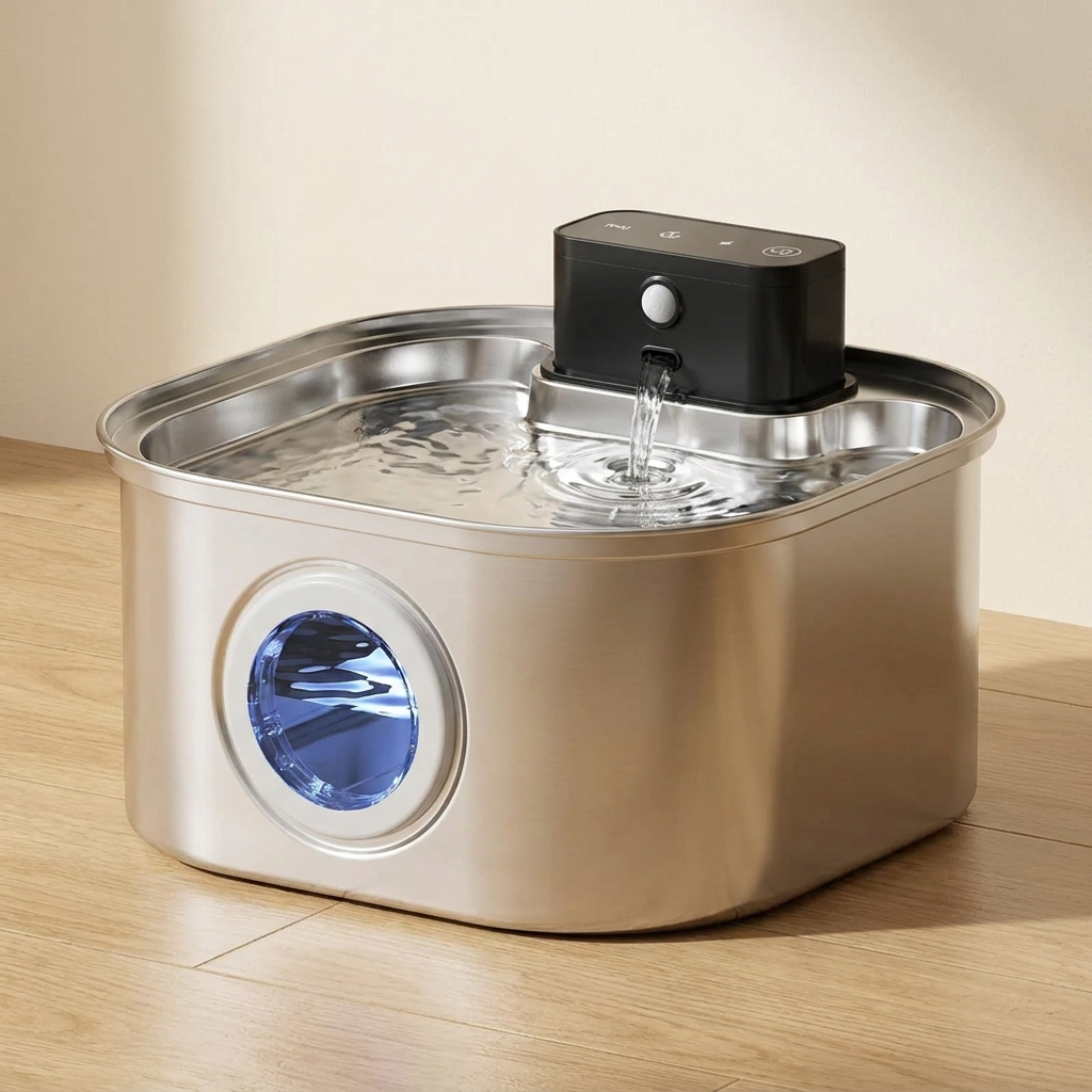 Stainless steel cordless sensor cat water fountain