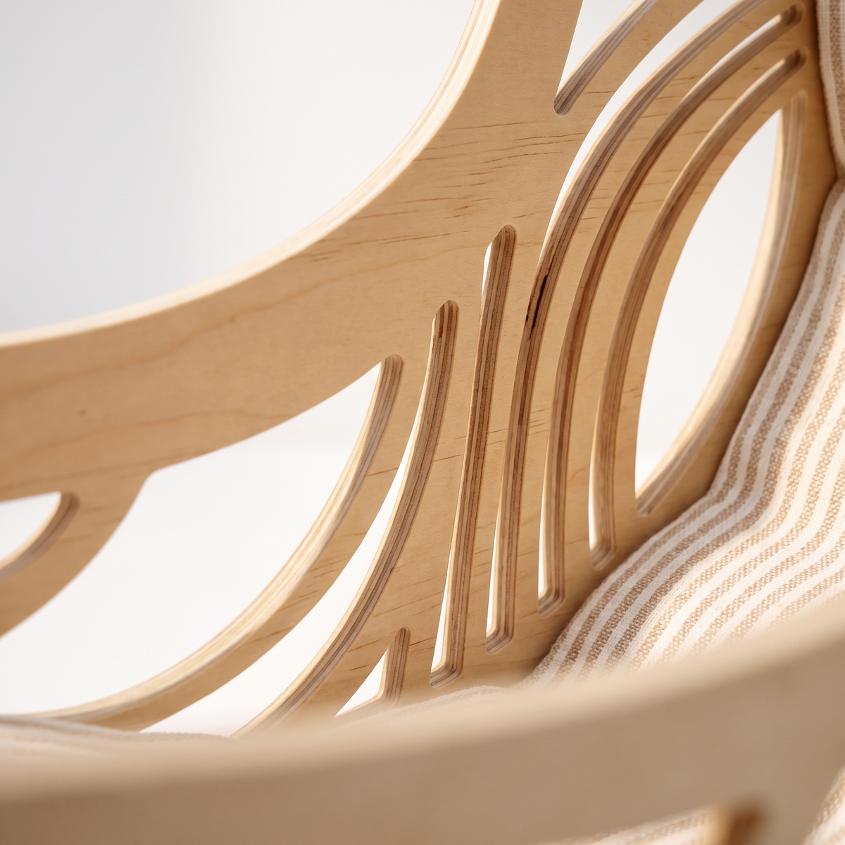 Moon Cat Wall Hammock - close up of the cut wood frame and canvas