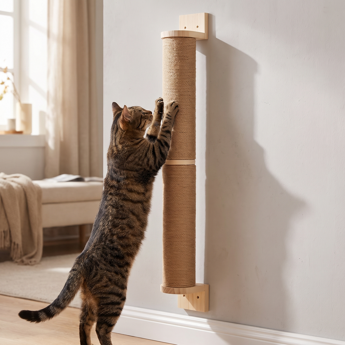 Cat Wall Scratching Post 65cm - cat using it