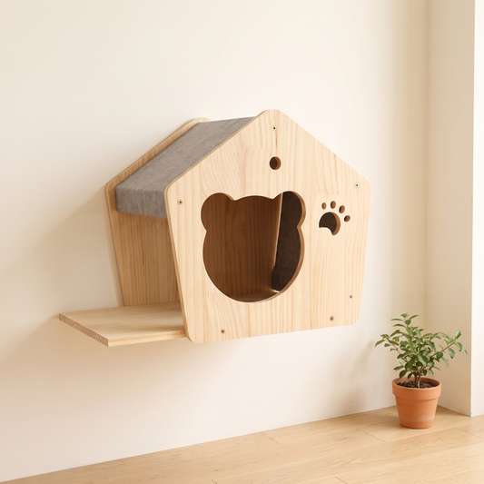 Cat Wall House with Sloped Roof - in a bright British living room