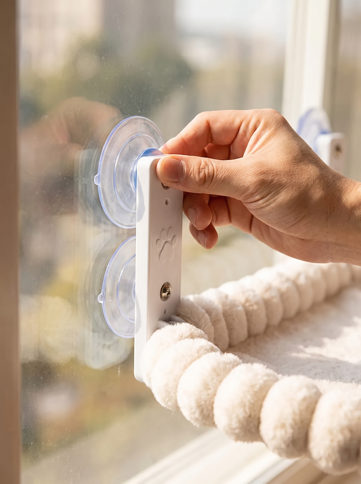 Cat window hammock suction cup detail