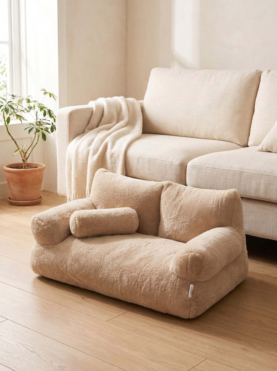Cat sofa bed in a styled home