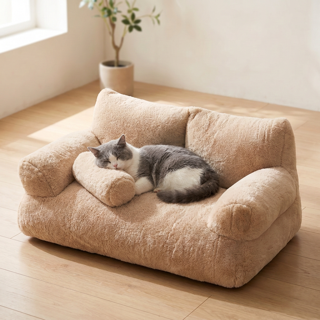 Premium plush cat sofa bed
