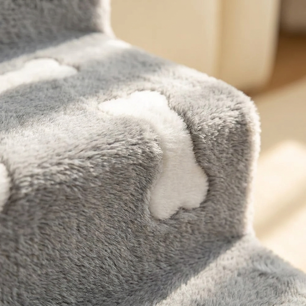Macro detail of the bone pattern plush fabric