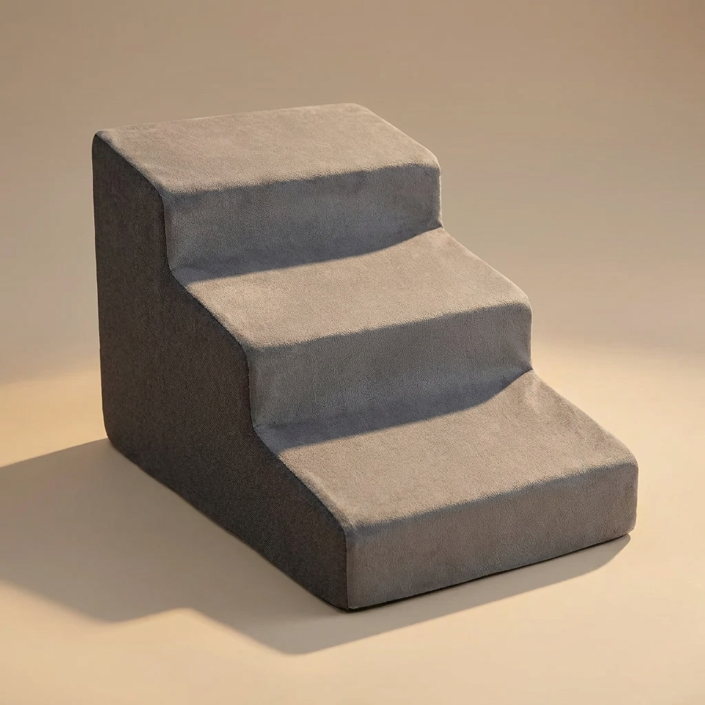 Three-quarter studio view of the 3 step pet stairs