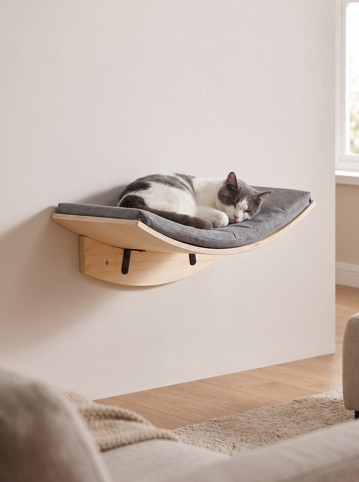 Curved Cat Wall Cradle 50cm - in use